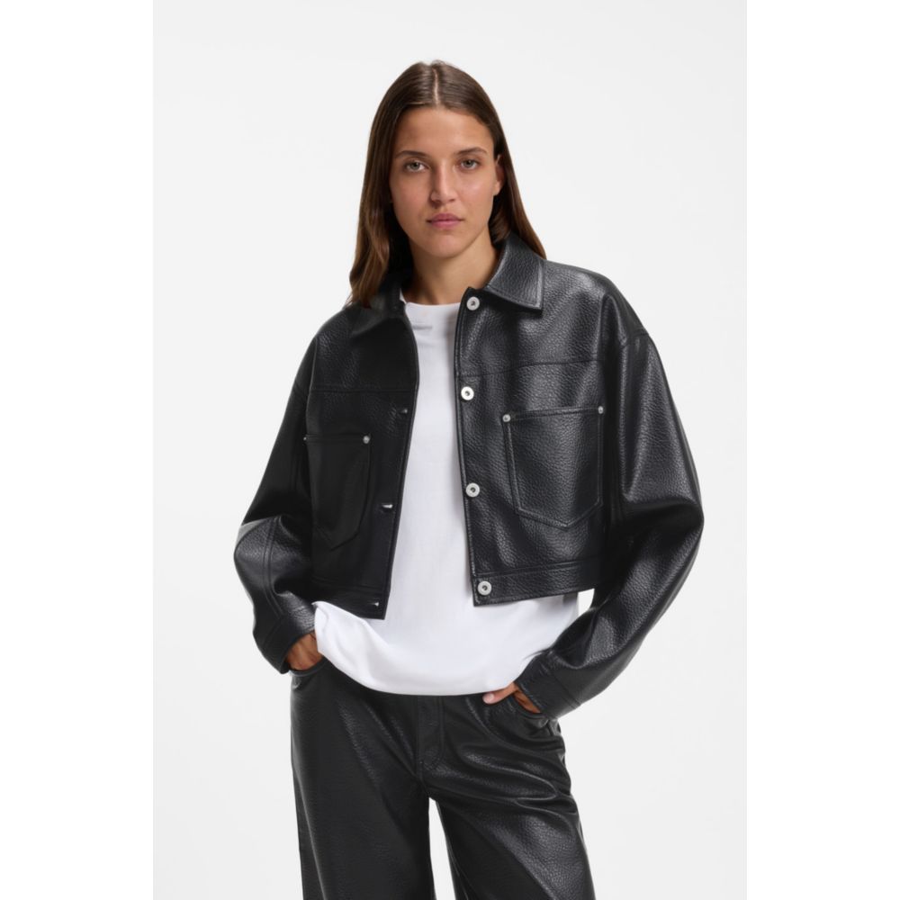 Chaqueta de efecto cuero de corte amplio