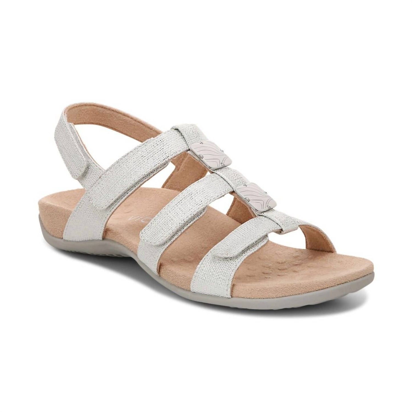 Sandalias de mujer de lino color plateado