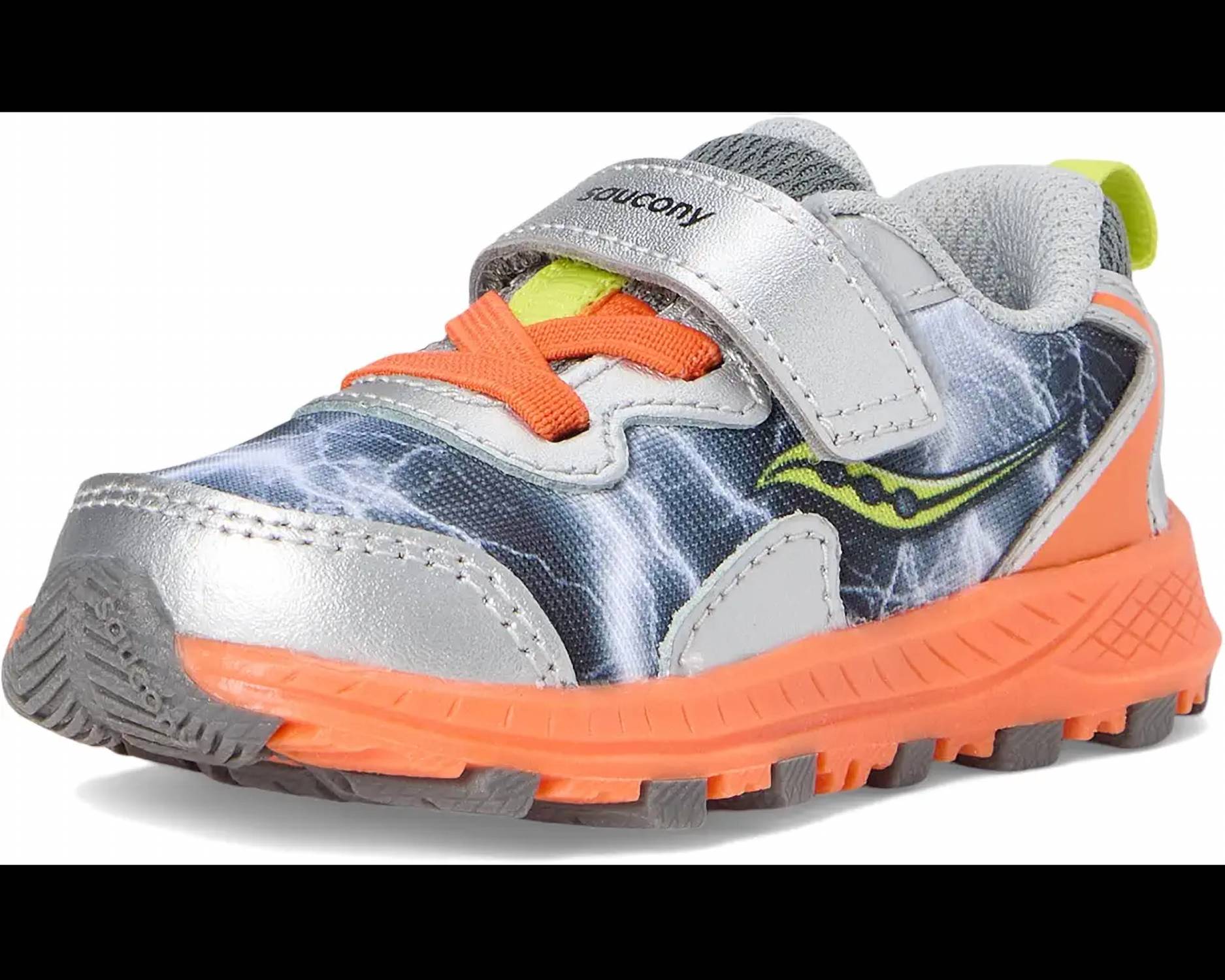 Tenis para niño color gris y naranja