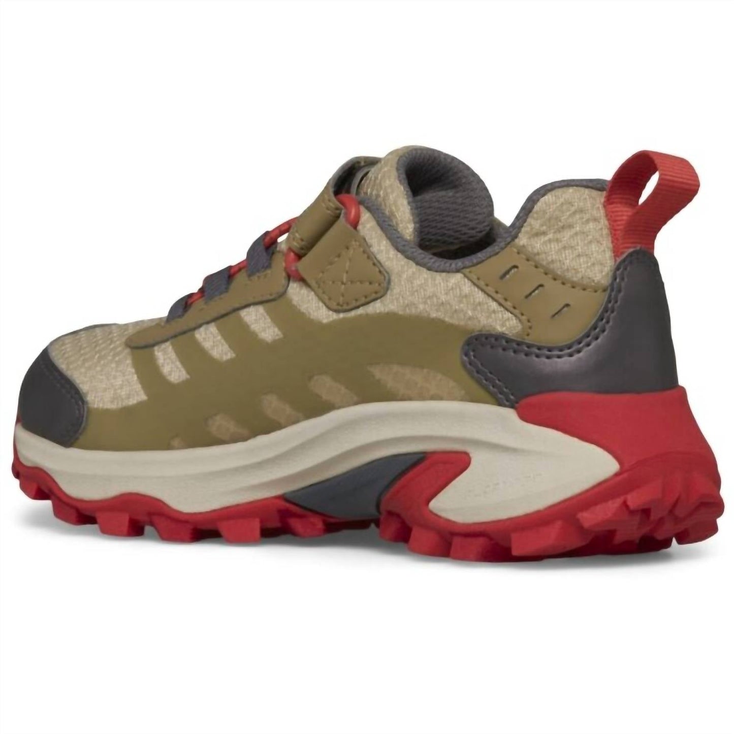 Tenis infantil color gris oscuro y rojo y beige