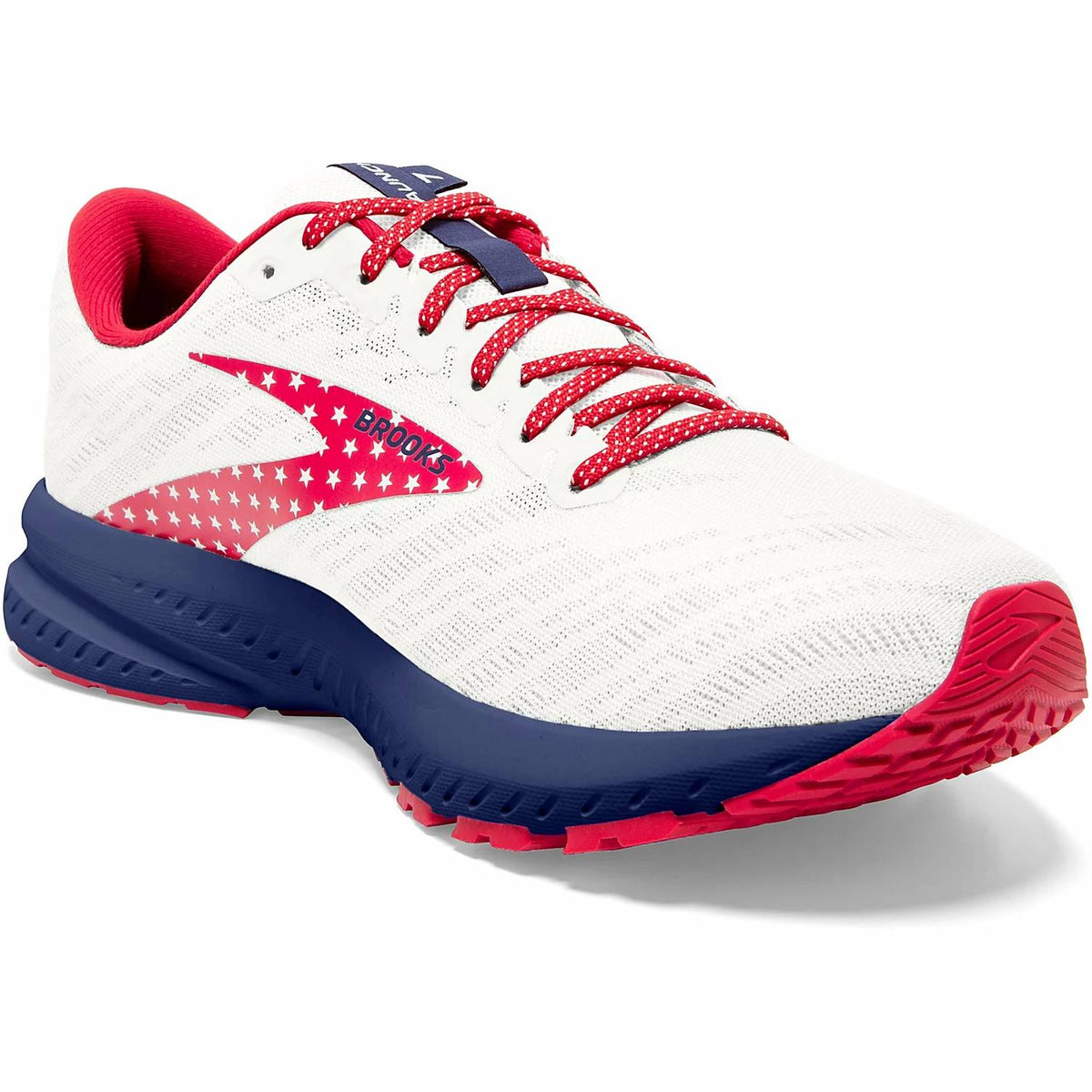Tenis para correr de mujer color blanco y azul y rojo