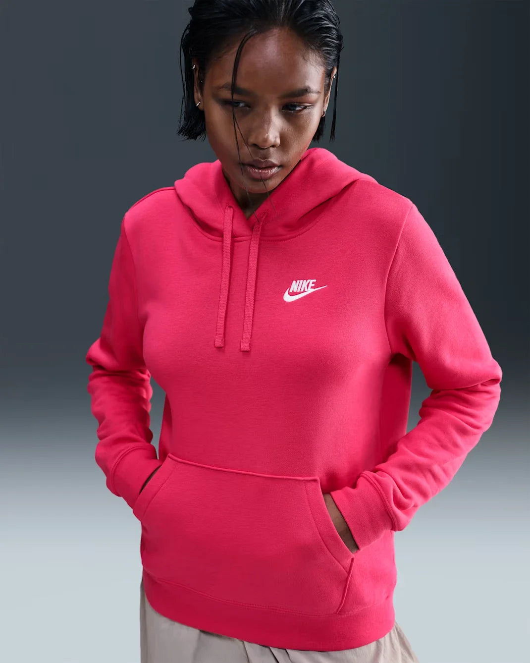 Buzo con capucha de mujer de algodón color rosado