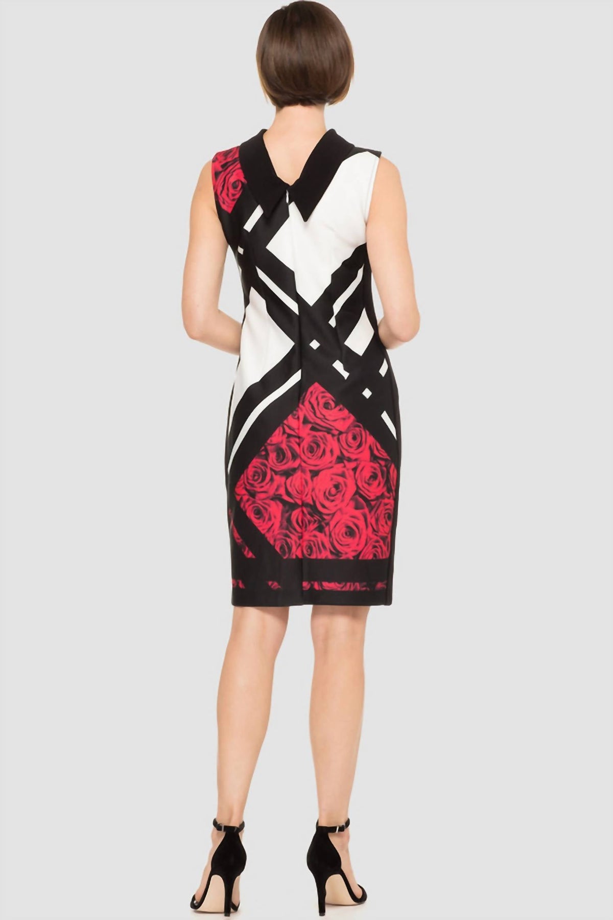 Vestido color negro y blanco y rojo
