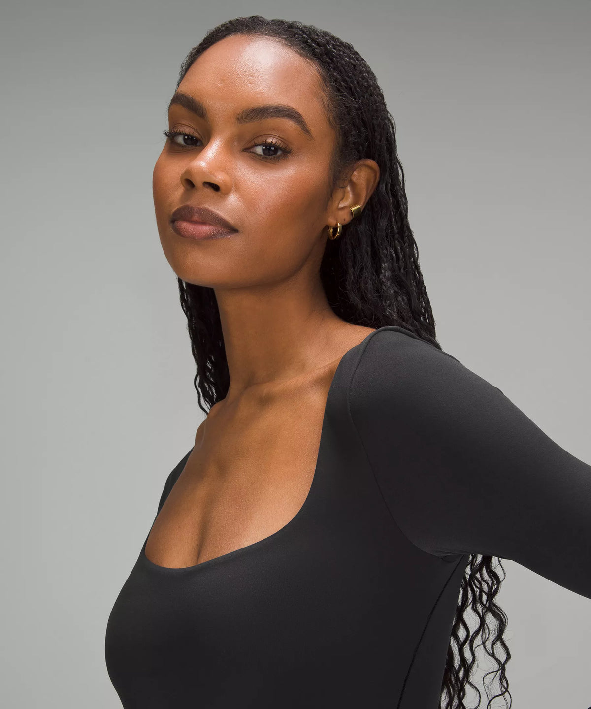 Body de manga larga con escote cuadrado