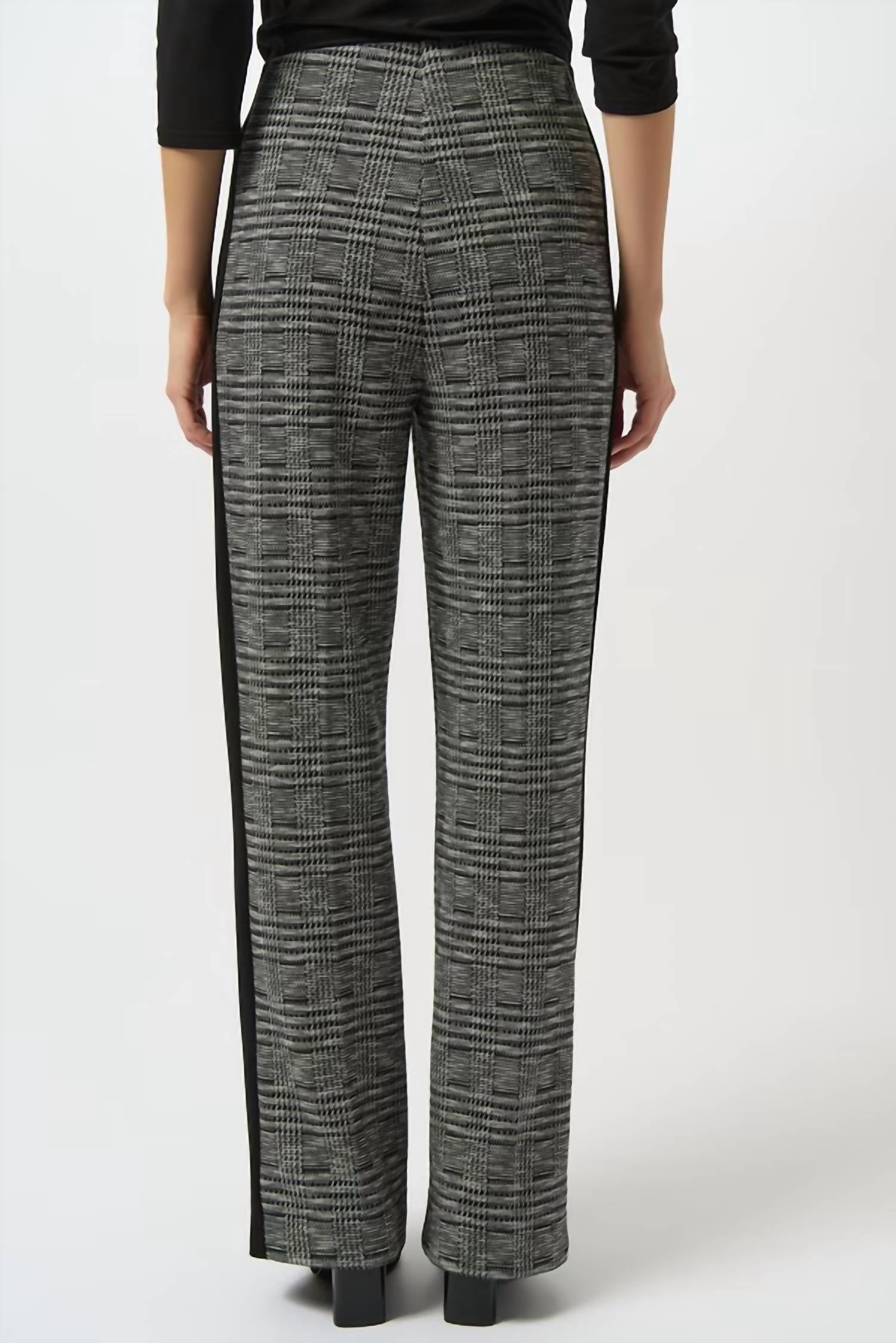 Pantalón de pierna ancha de tiro medio a cuadros color negro y blanco