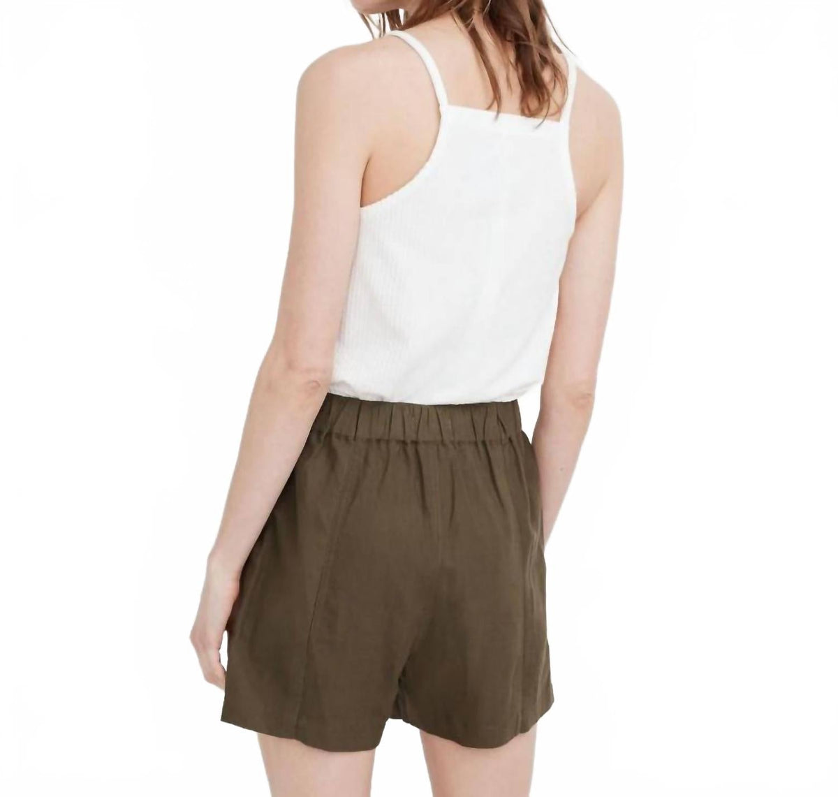 Short de mezcla de lino color verde