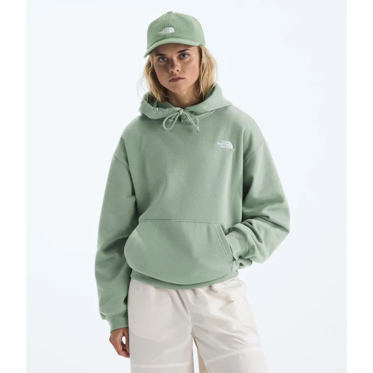 Buzo con capucha de mujer de corte amplio color verde