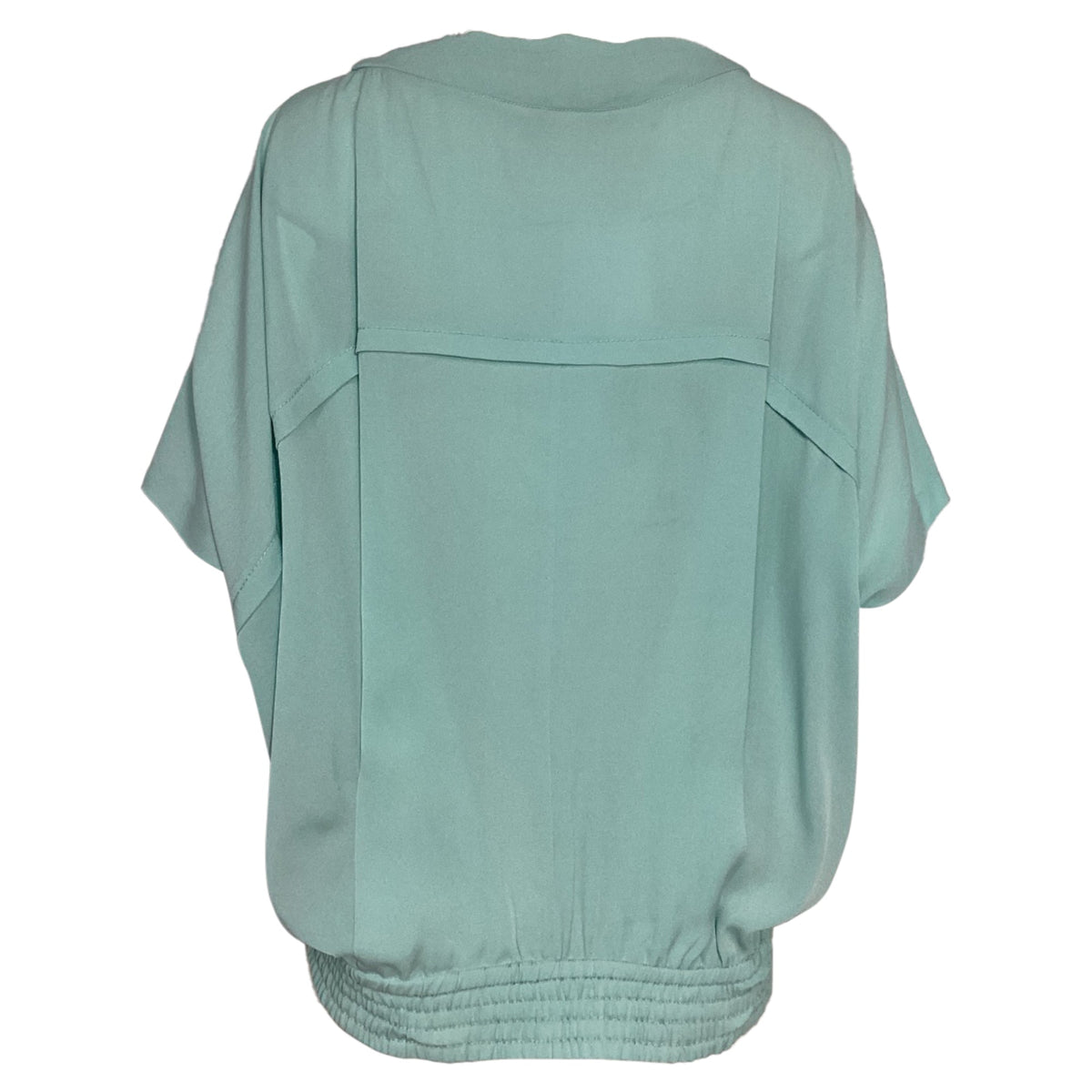 Blusa de seda de manga corta color turquesa