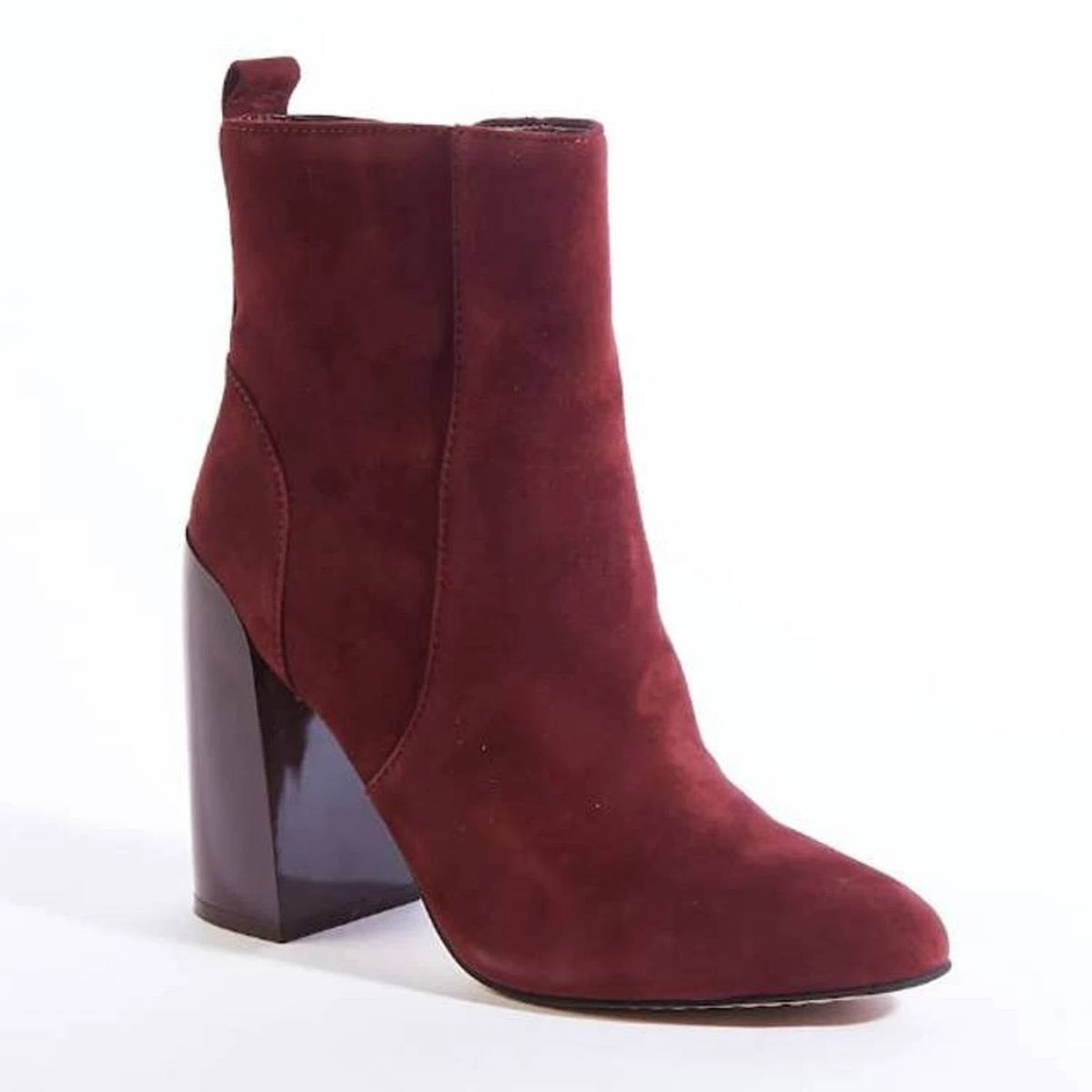 Botines de mujer de gamuza color vinotinto