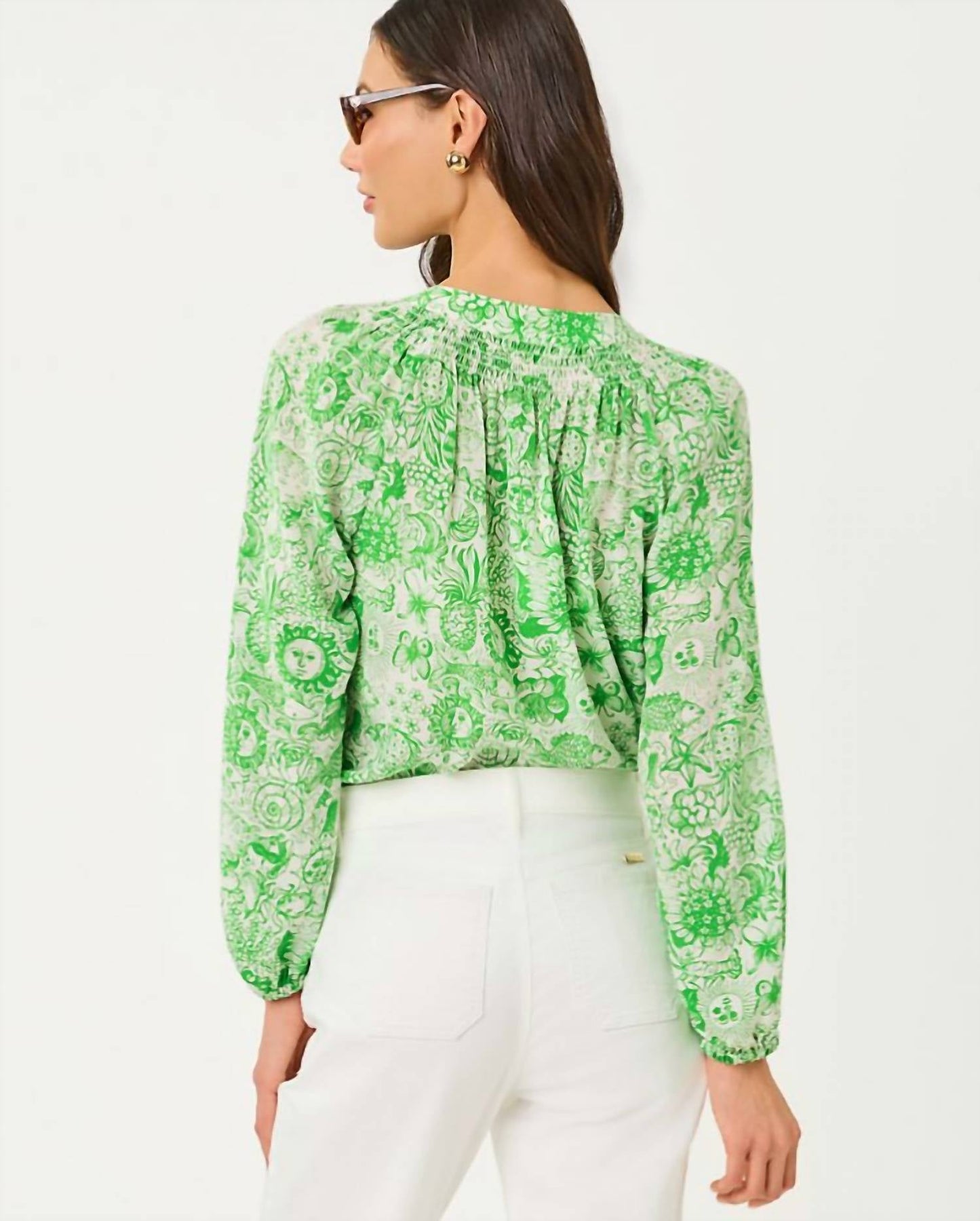 Top de seda color verde