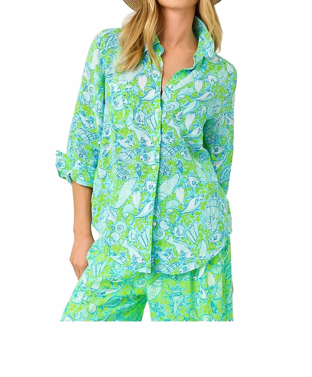 Camisa de lino color azul