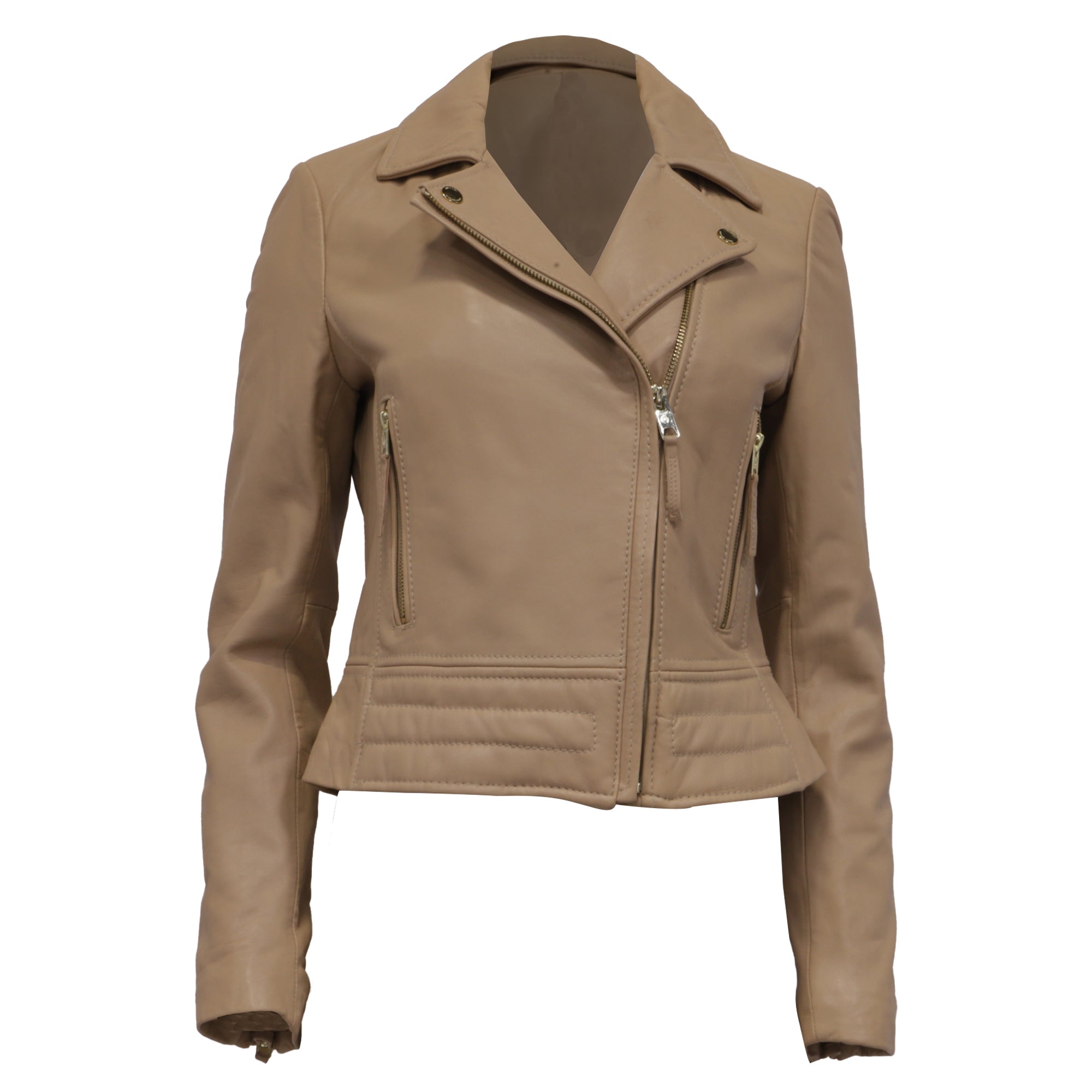 Chaqueta de cuero color beige