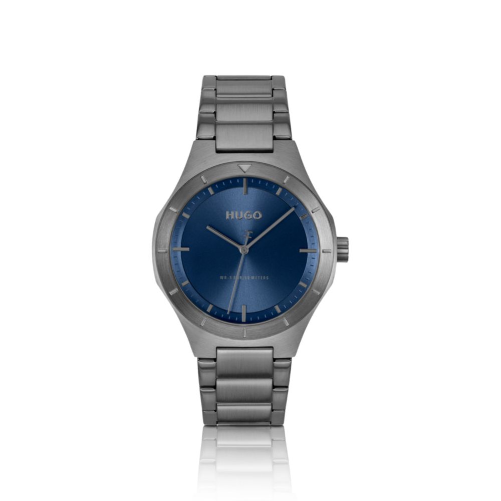 Reloj color azul y gris