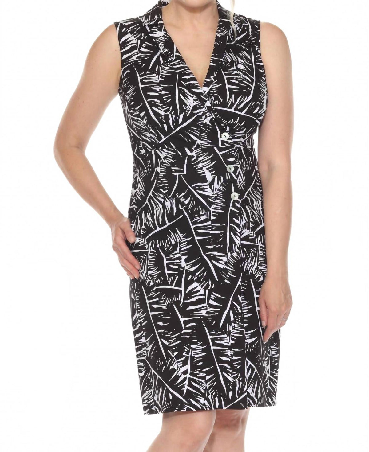 Vestido sin mangas color negro y blanco