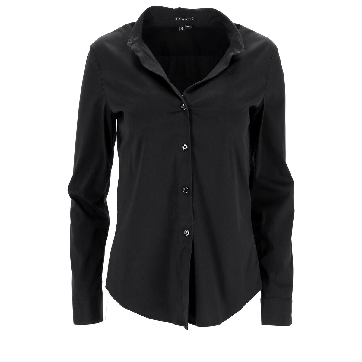 Camisa de algodón de manga larga color negro