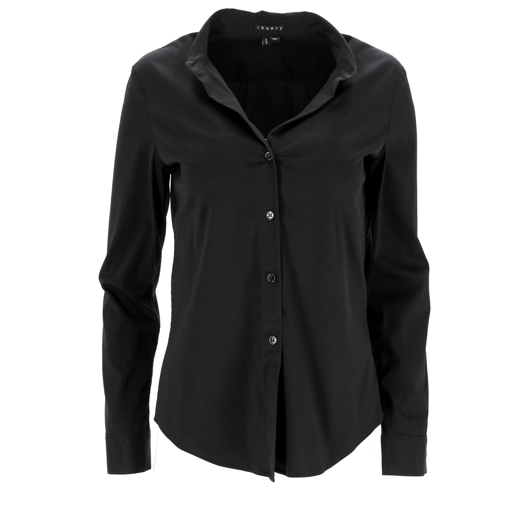 Camisa de algodón de manga larga color negro