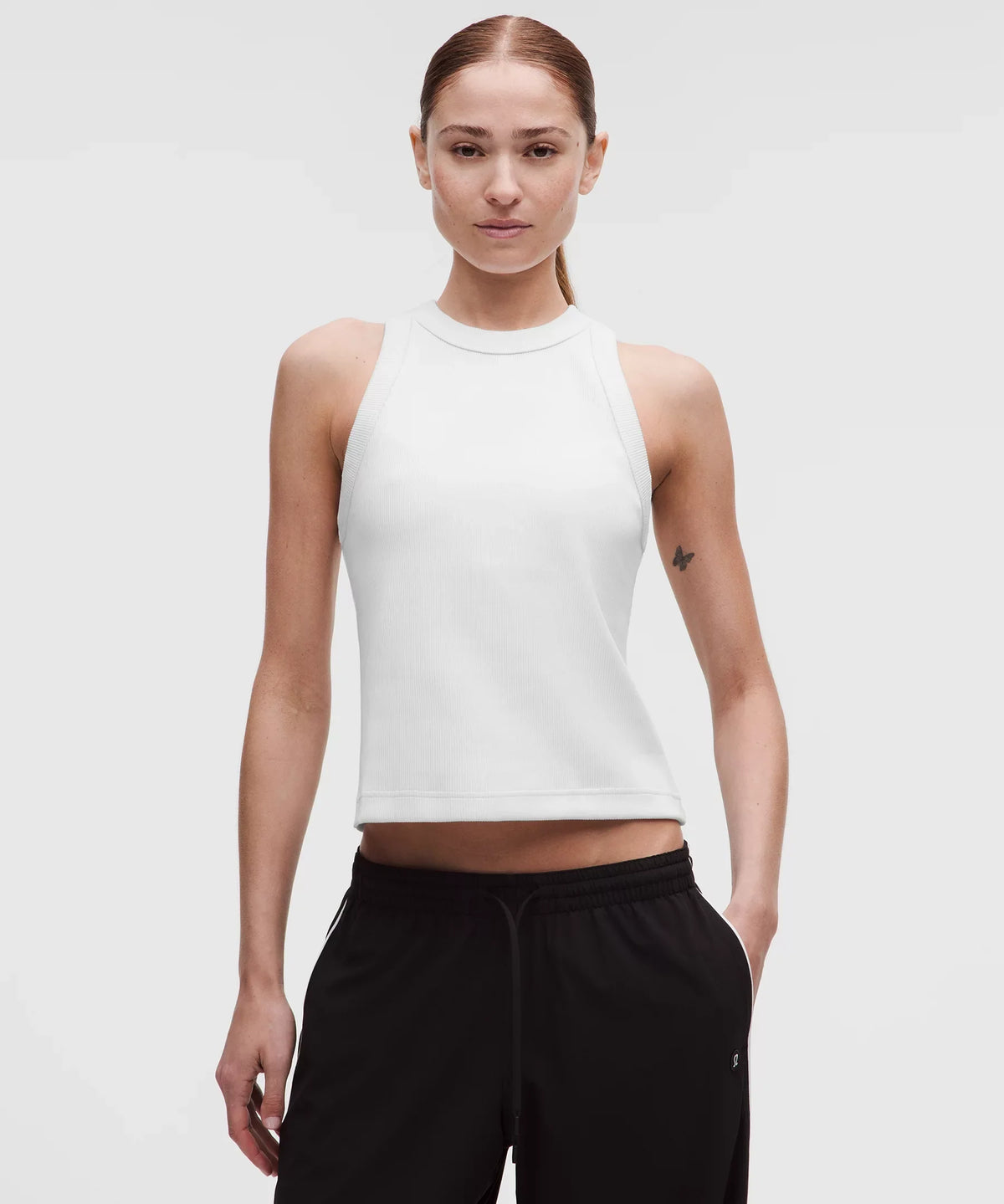 Camiseta sin mangas de algodón con tejido acanalado