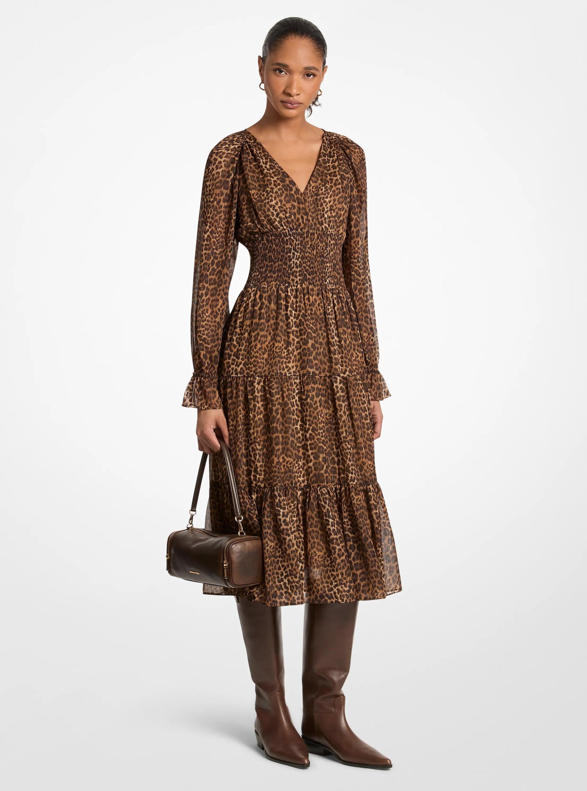 Vestido midi con estampado animal