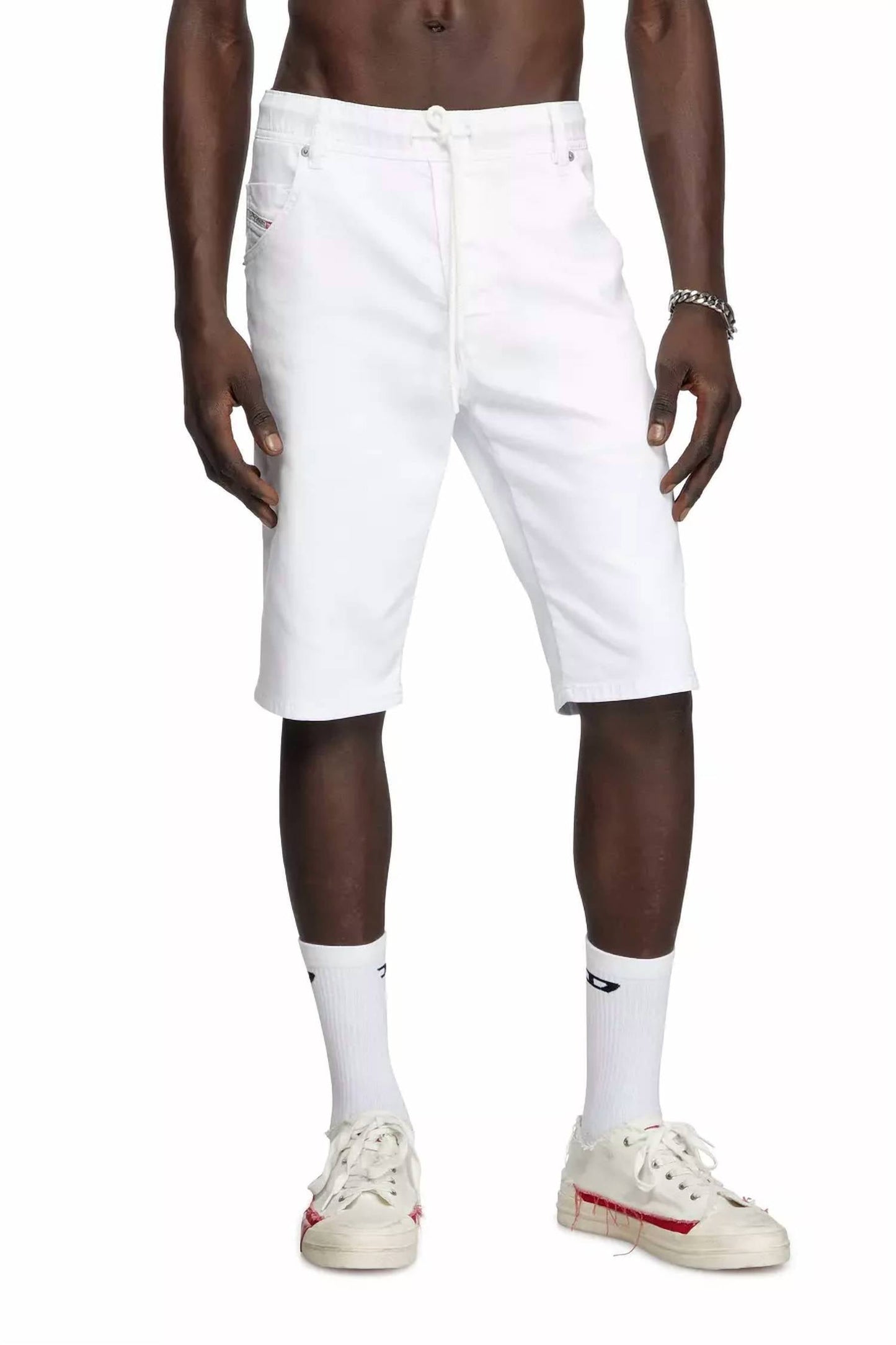 Pantalón de hombre de mezclilla color blanco