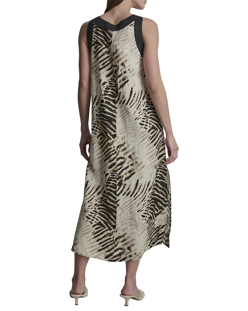Vestido de lino con cuello en V con estampado