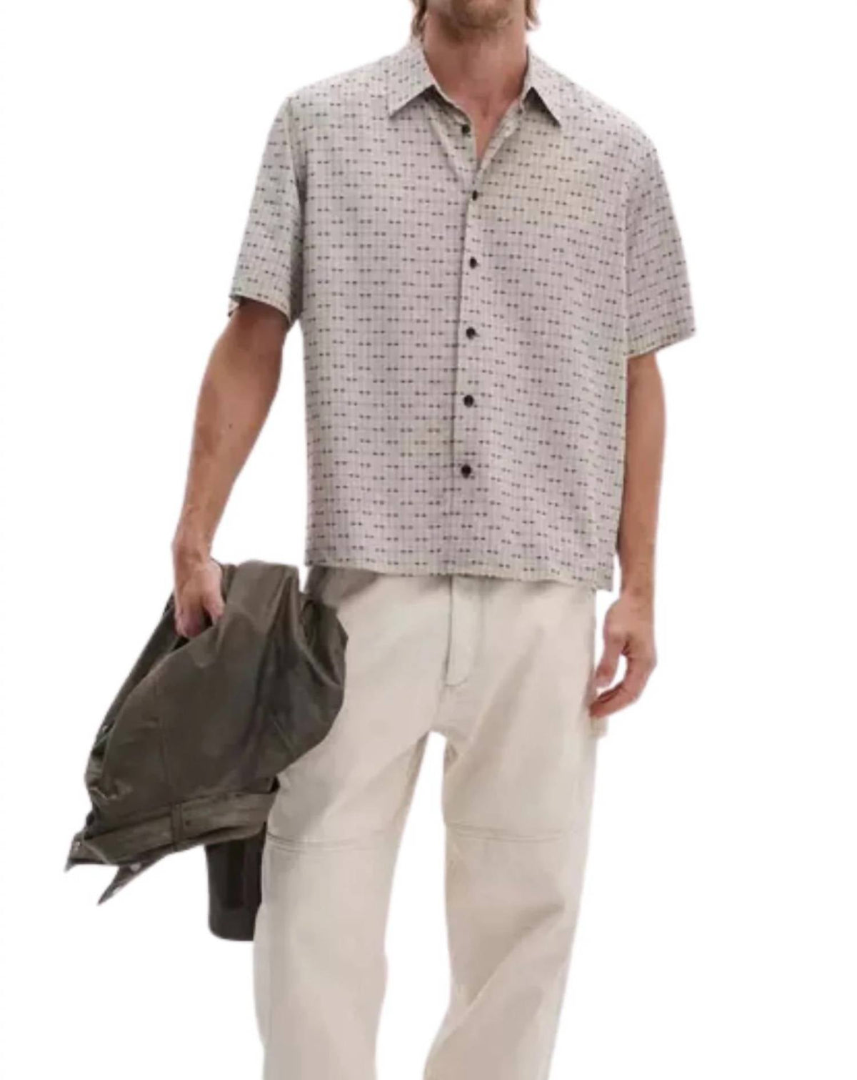 Camisa de manga corta color taupe