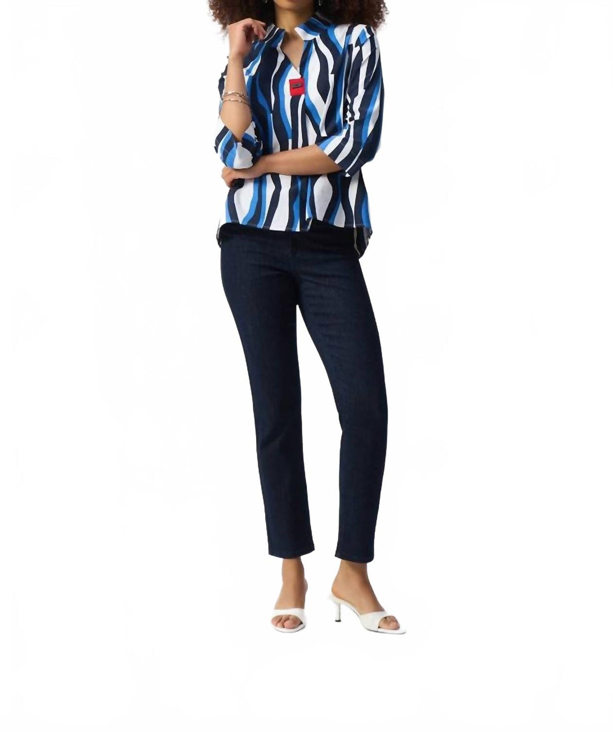 Top color blanco y azul