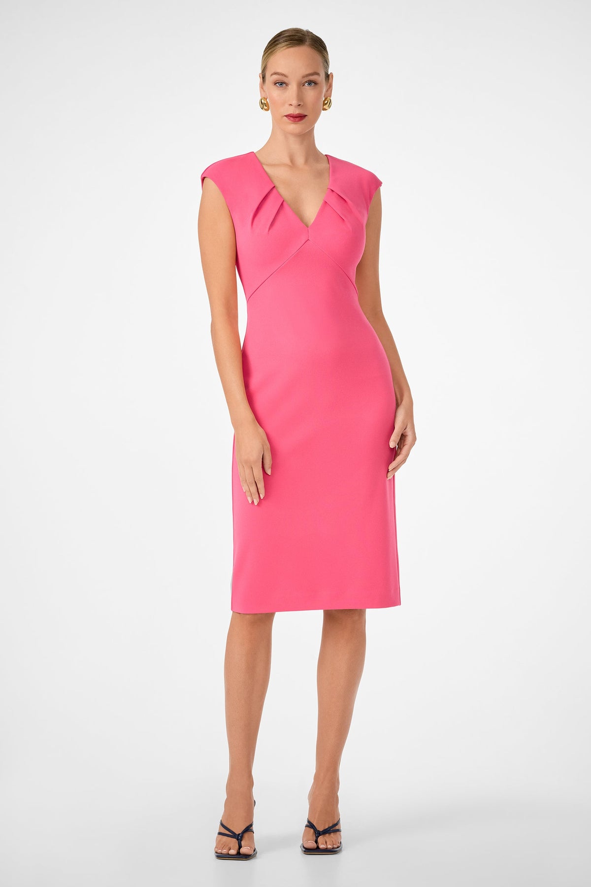 Vestido midi con cuello en V