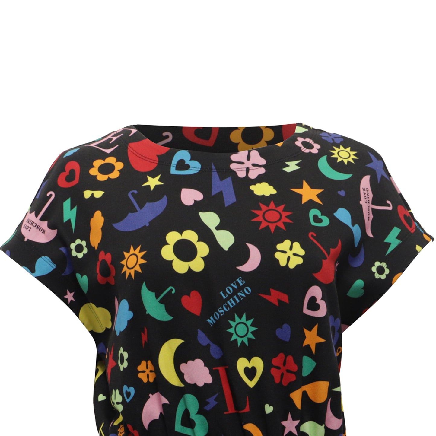 Vestido de algodón corto con estampado multicolor