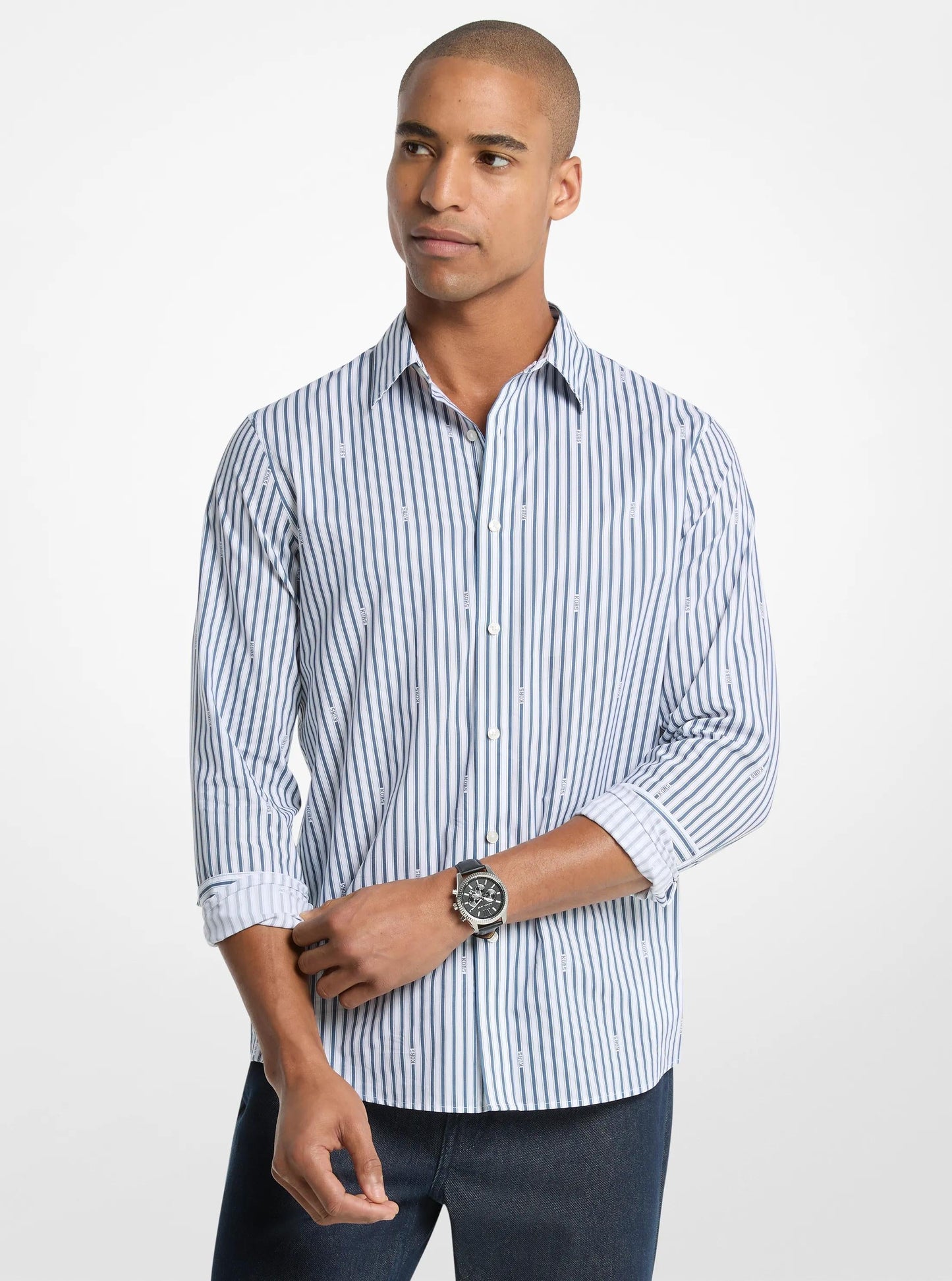 Camisa de mezcla de algodón a rayas