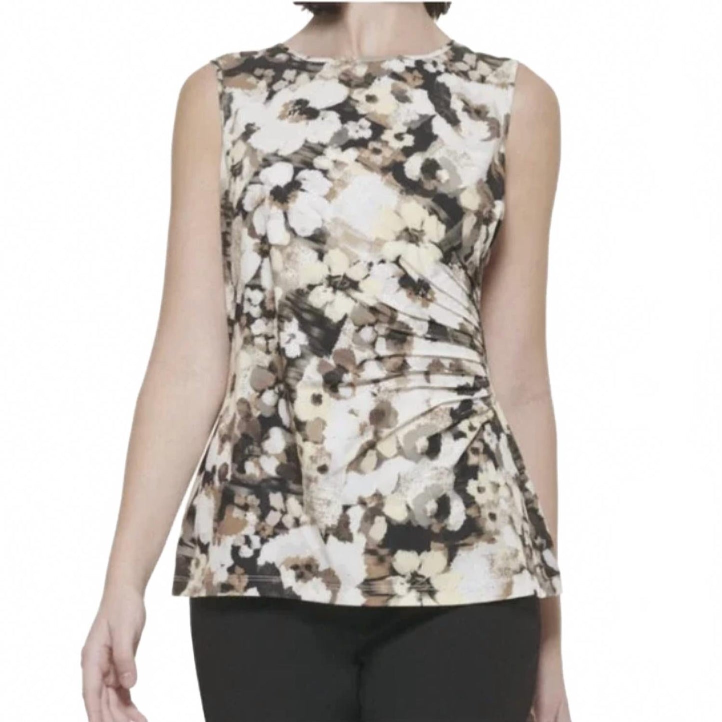 Top con cuello redondo color amarillo