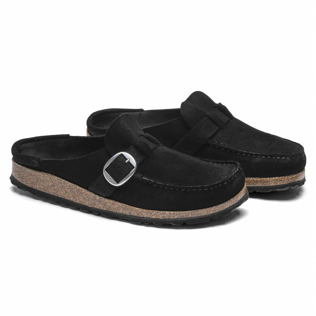Zuecos de mujer de gamuza color negro