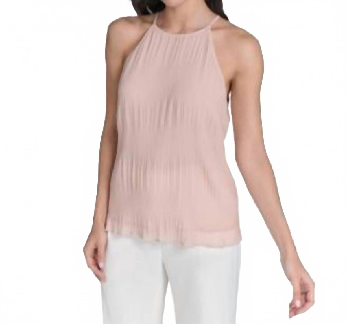 Top de gasa con pliegues color rosado
