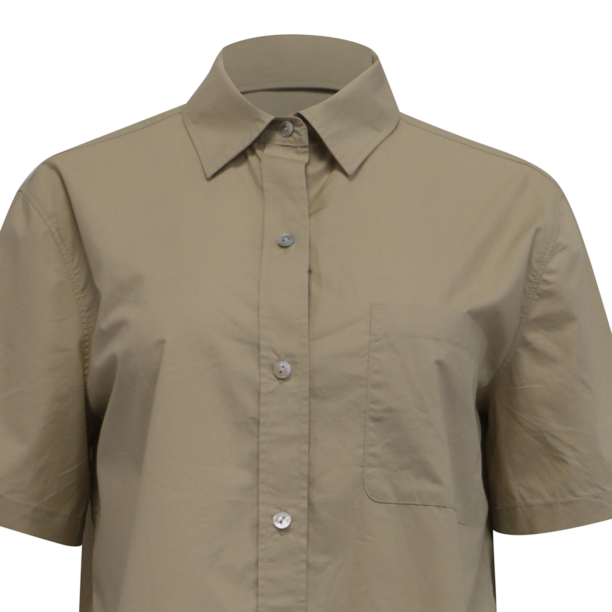 Camisa de algodón de manga corta color caqui