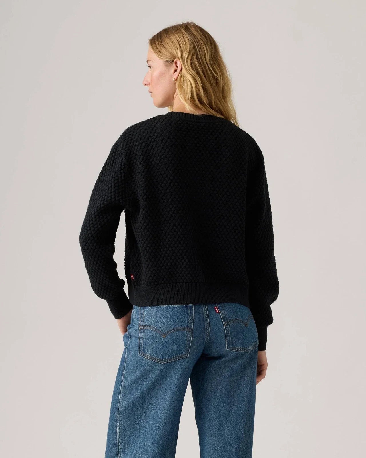 Cárdigan de mujer de algodón con cuello en V color negro