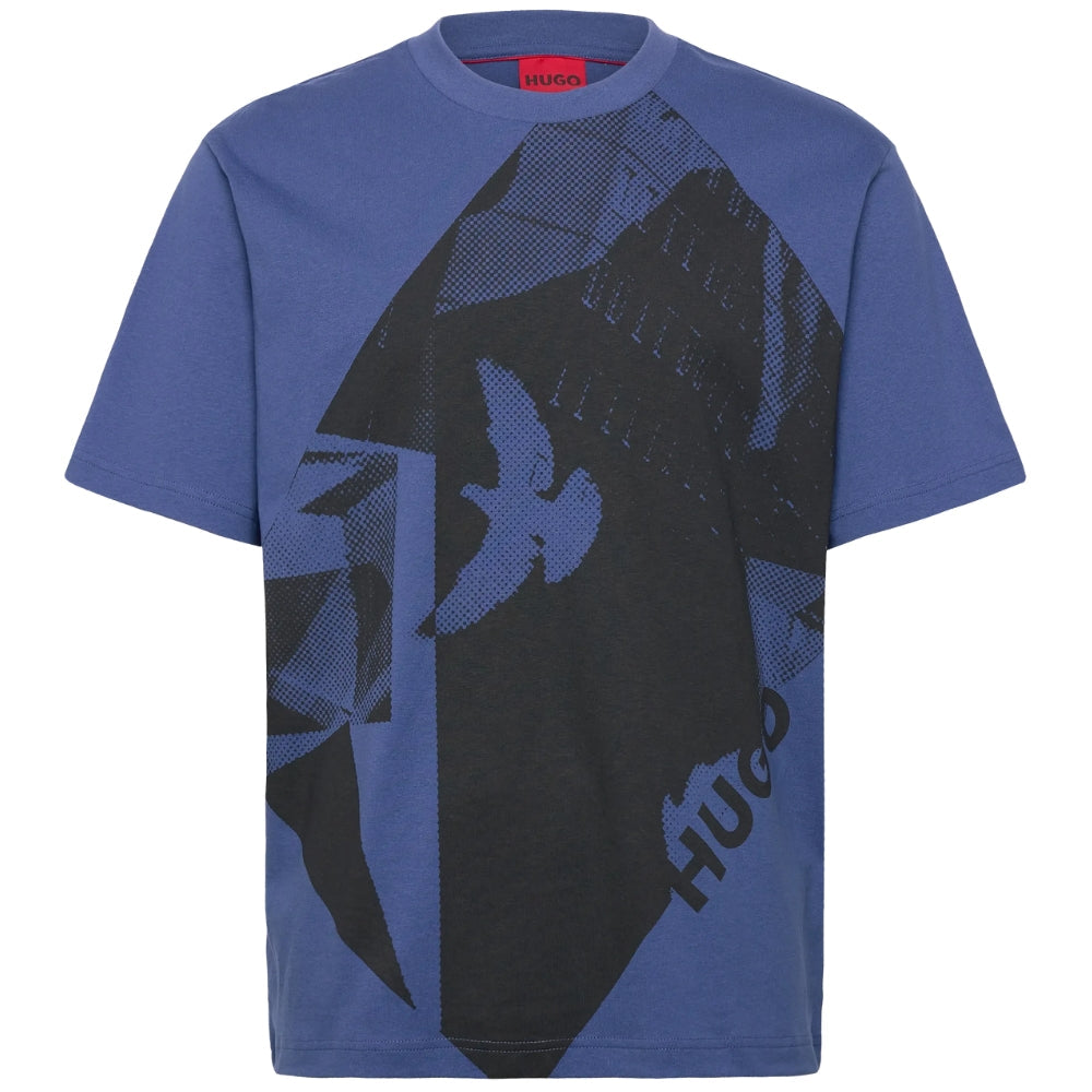 Camiseta de hombre de manga corta con estampado color azul