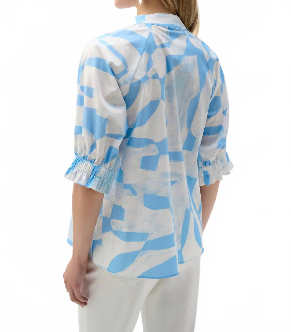 Top color blanco y azul