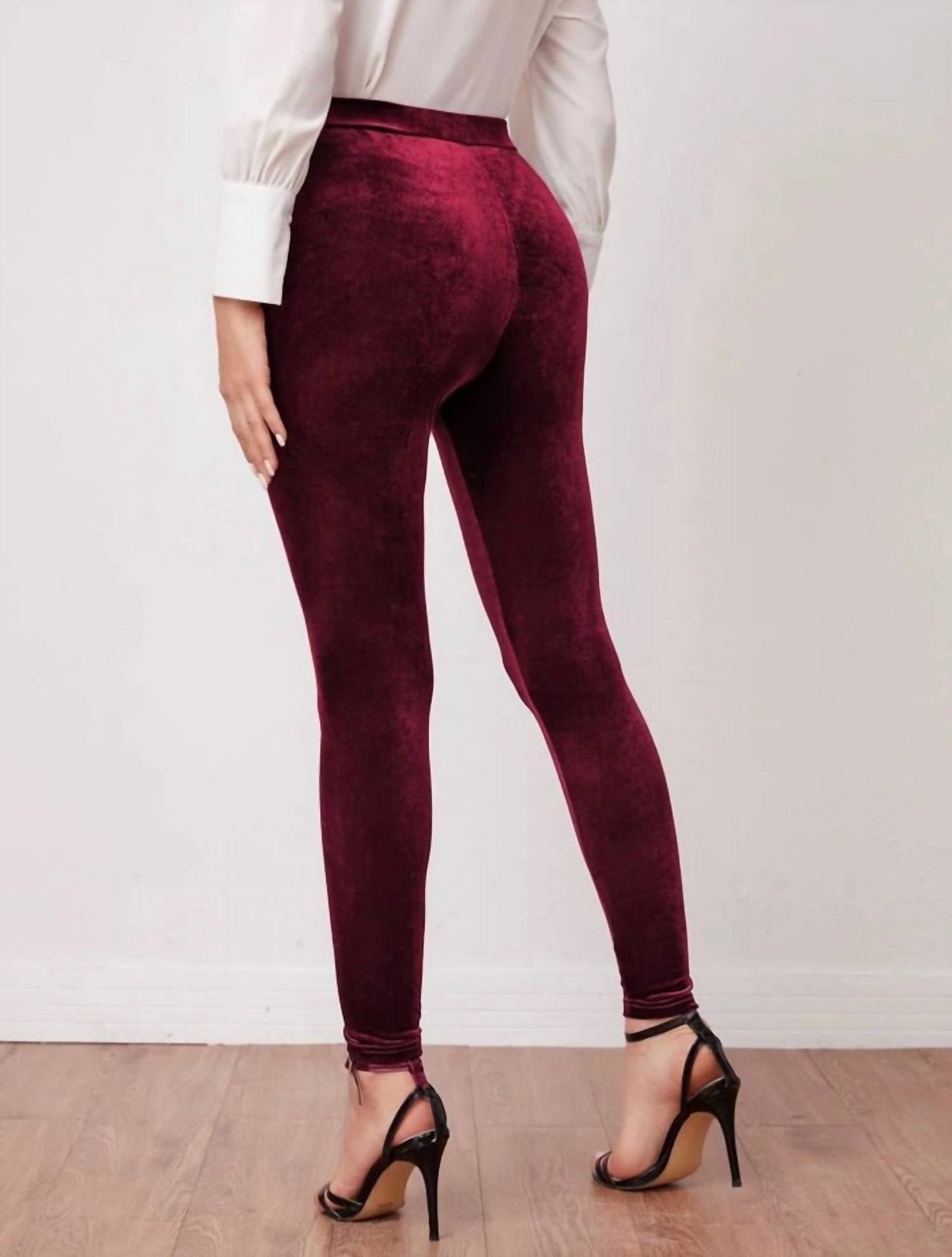 Leggings de terciopelo color vinotinto