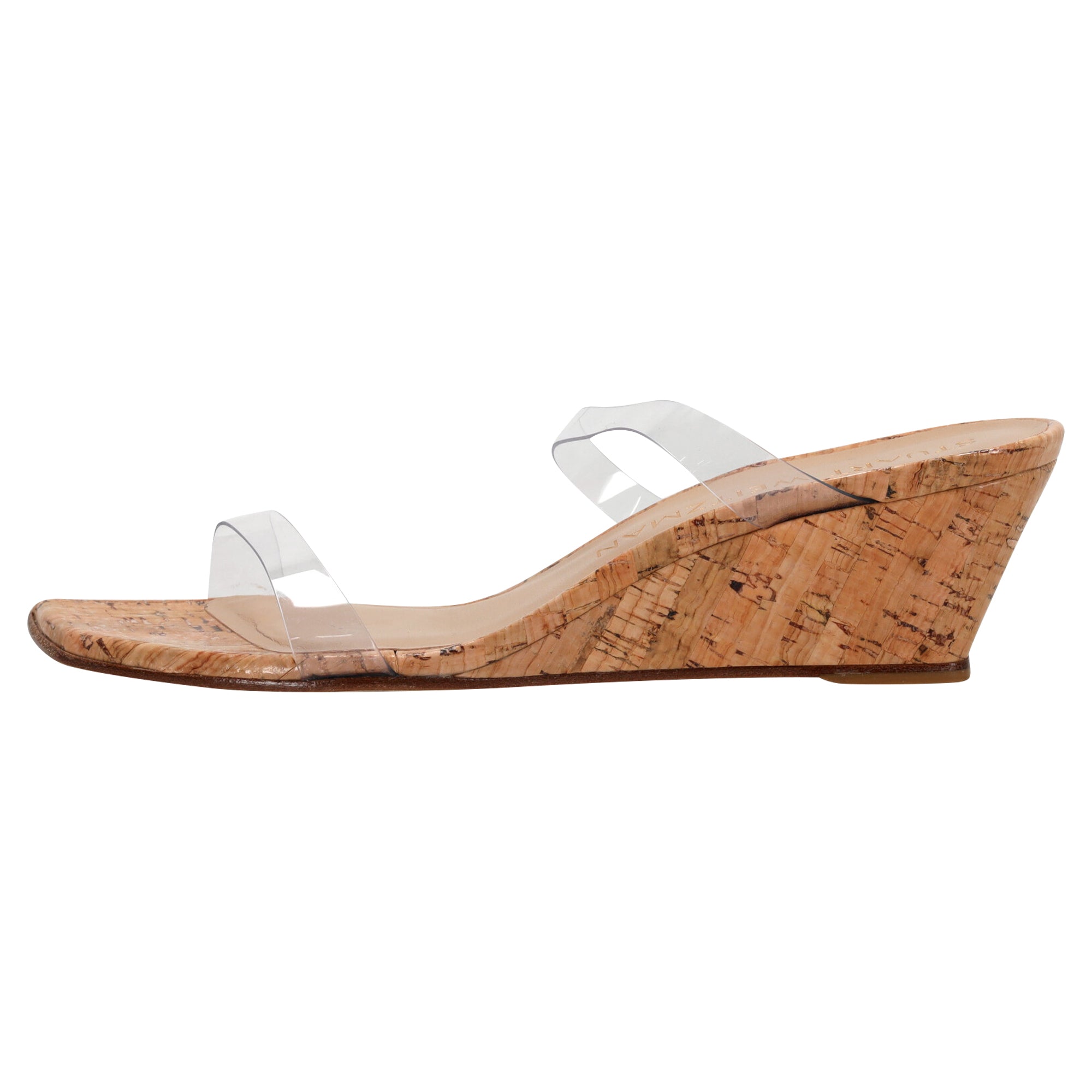 Stuart Weitzman Aleena 50 Sandalias Plataforma de Corcho en PVC Transparente