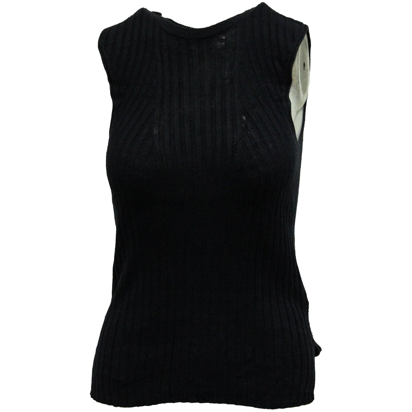 Top de lino sin mangas color azul marino