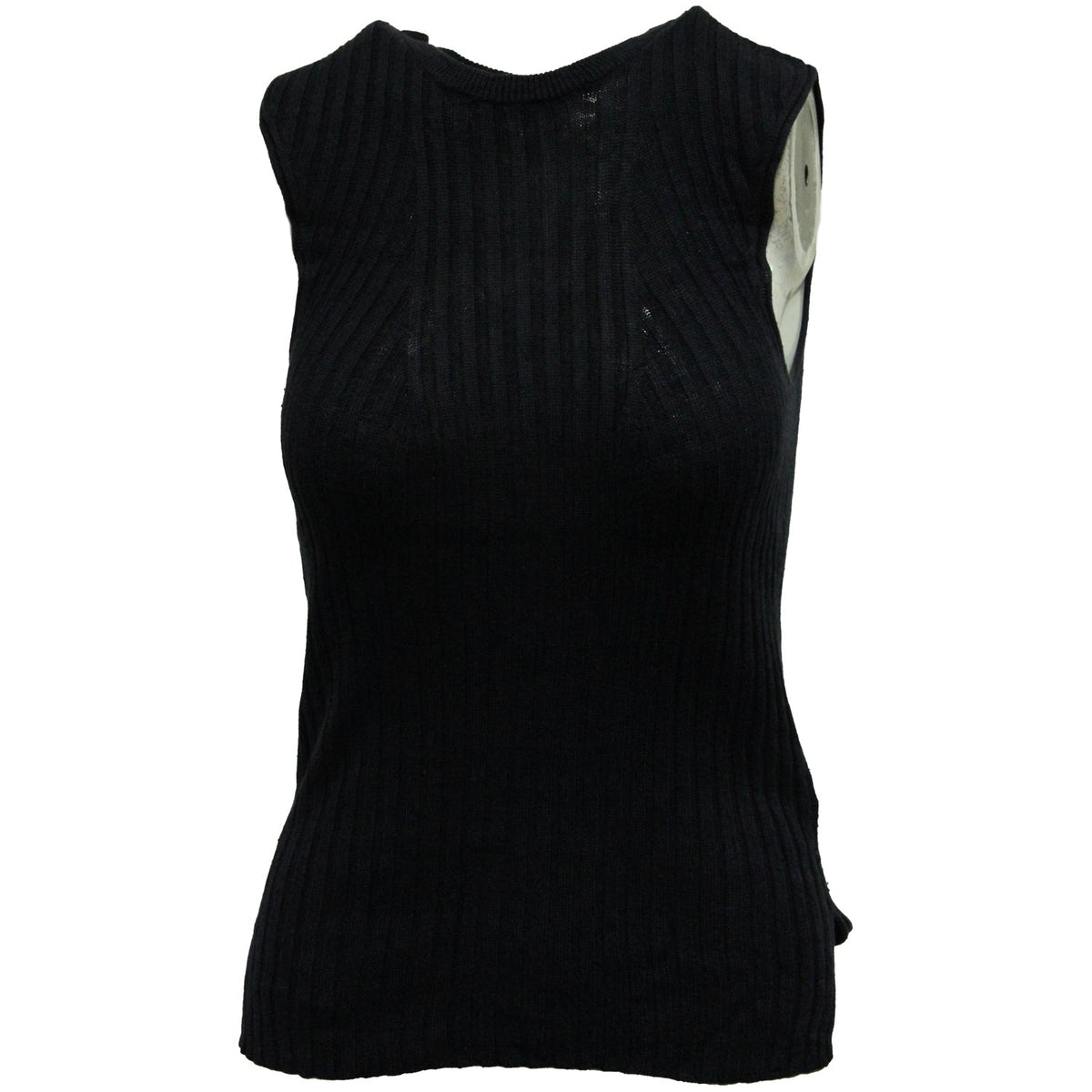 Top de lino sin mangas color azul marino