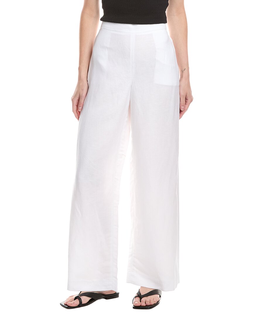 Pantalón de mezcla de lino de pierna ancha
