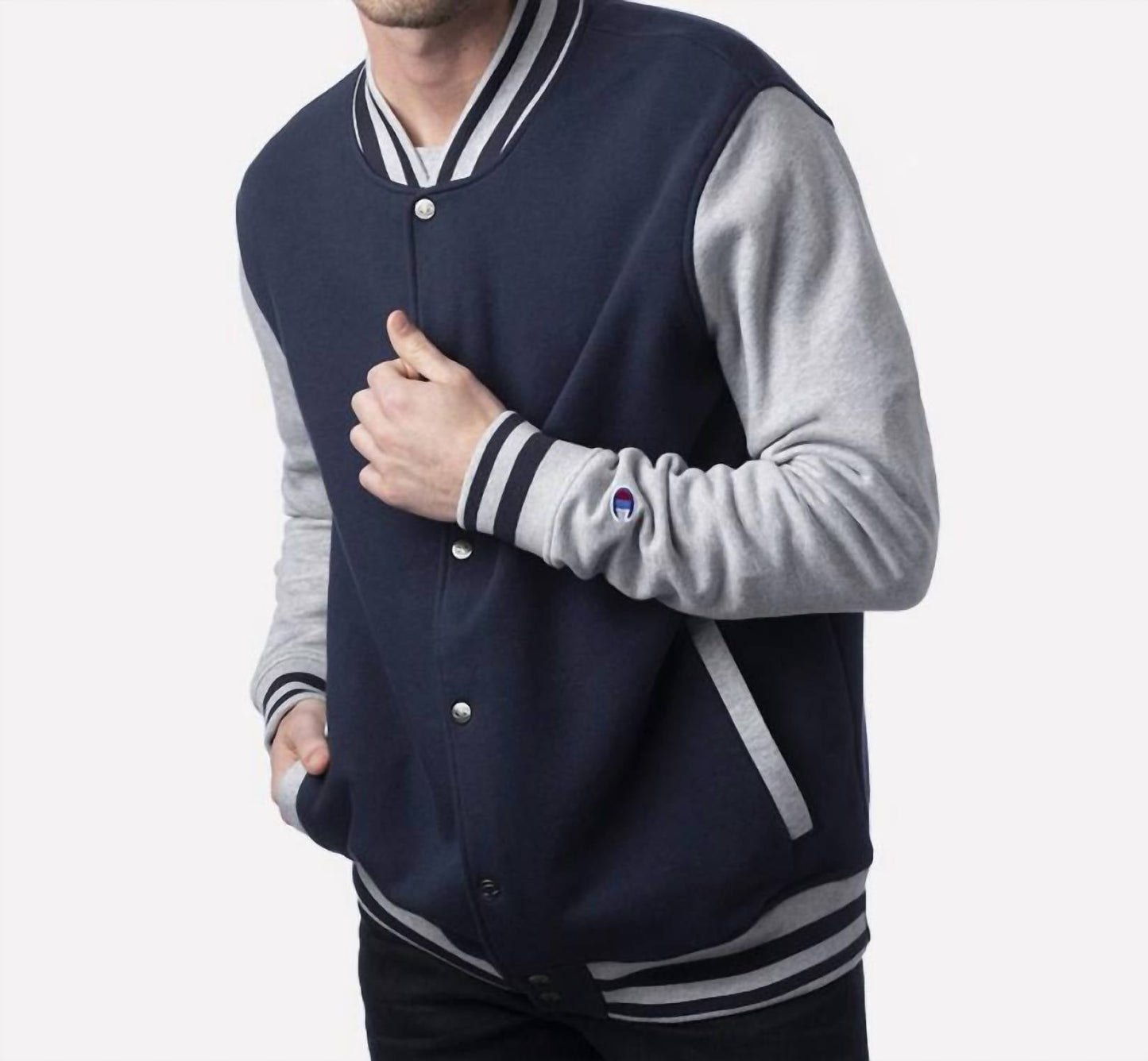 Chaqueta color azul marino y gris