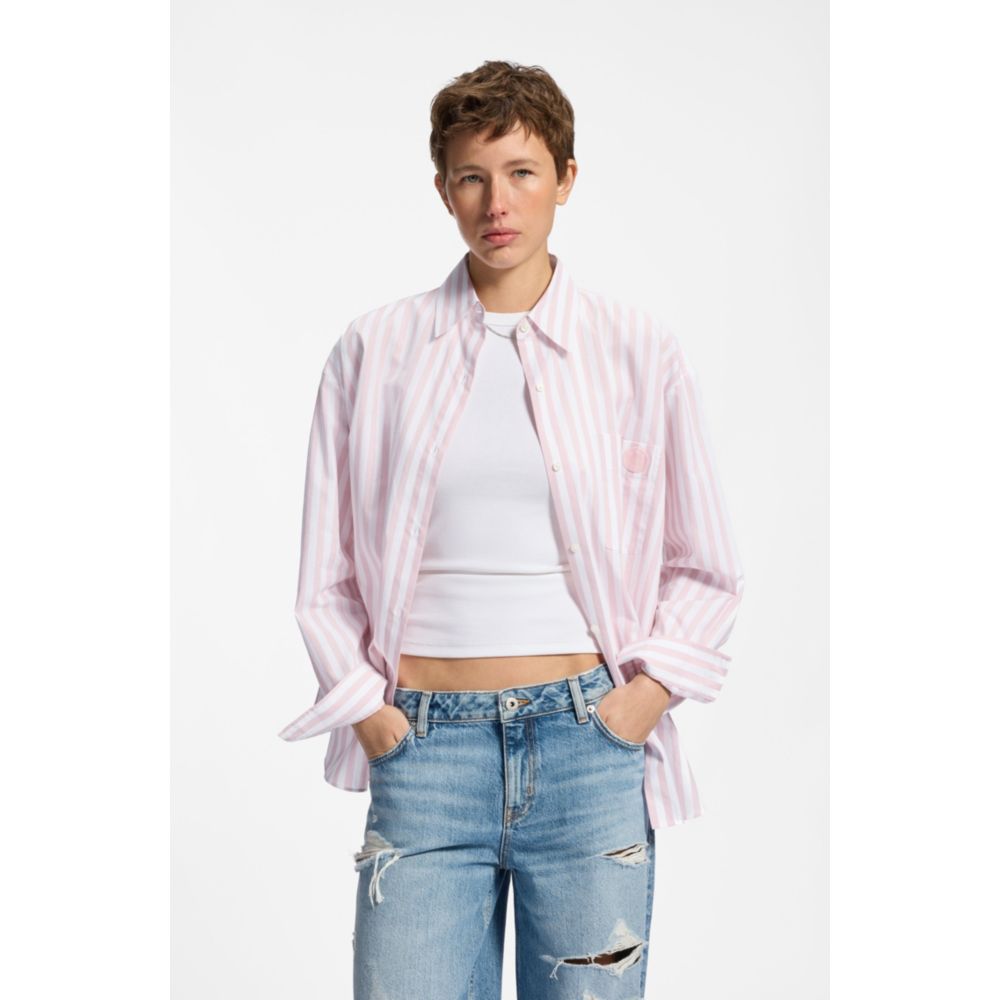 Blusa de algodón de corte amplio a rayas