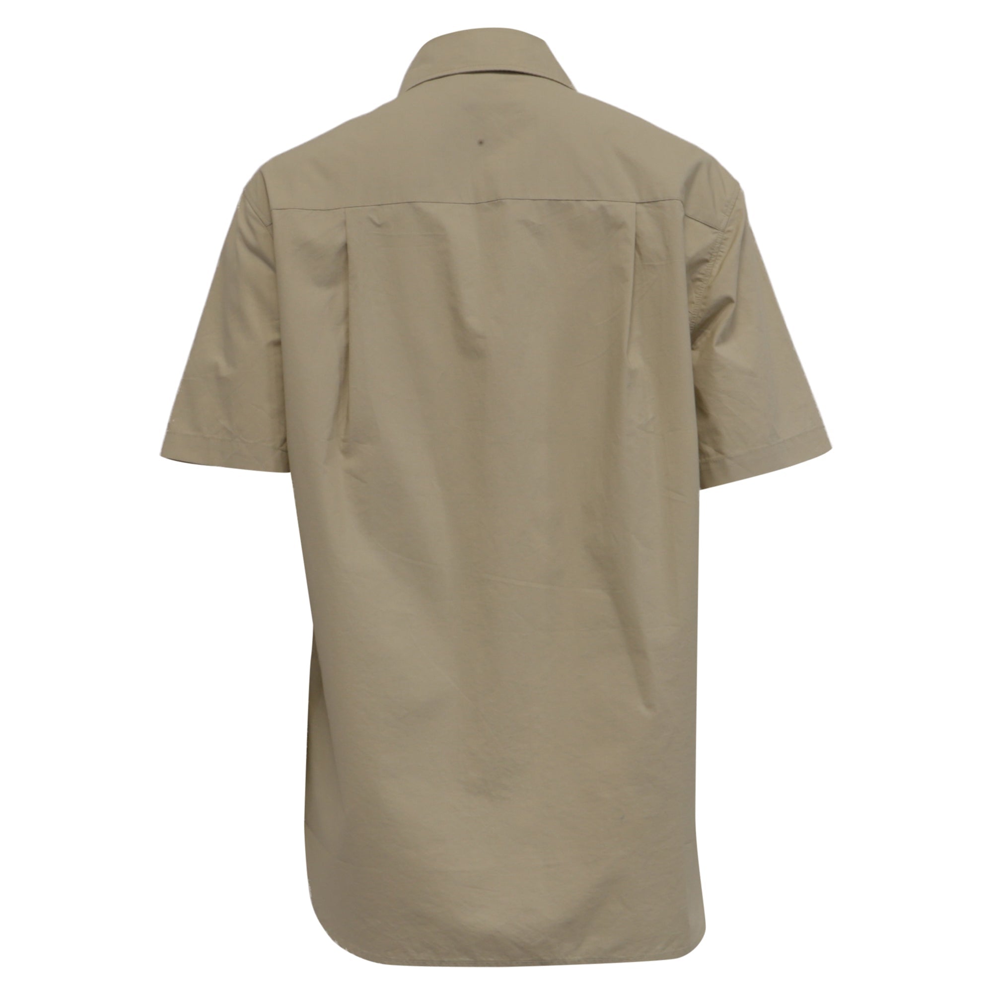 Camisa de algodón de manga corta color caqui