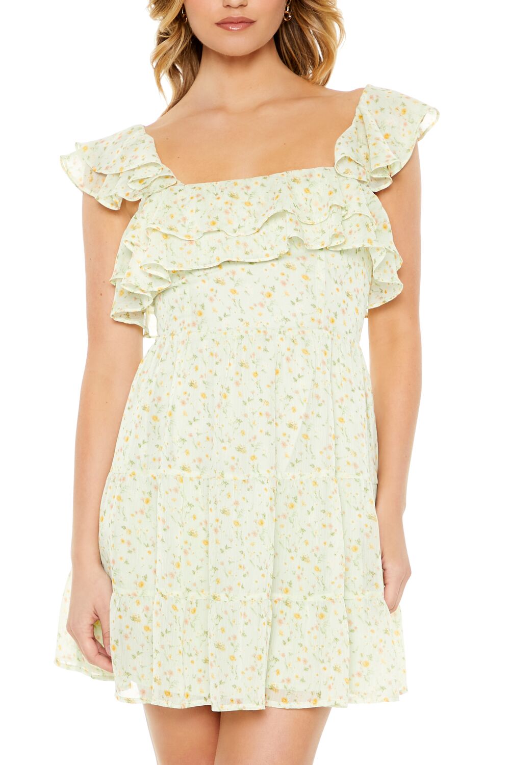 Vestido corto con estampado floral con boleros