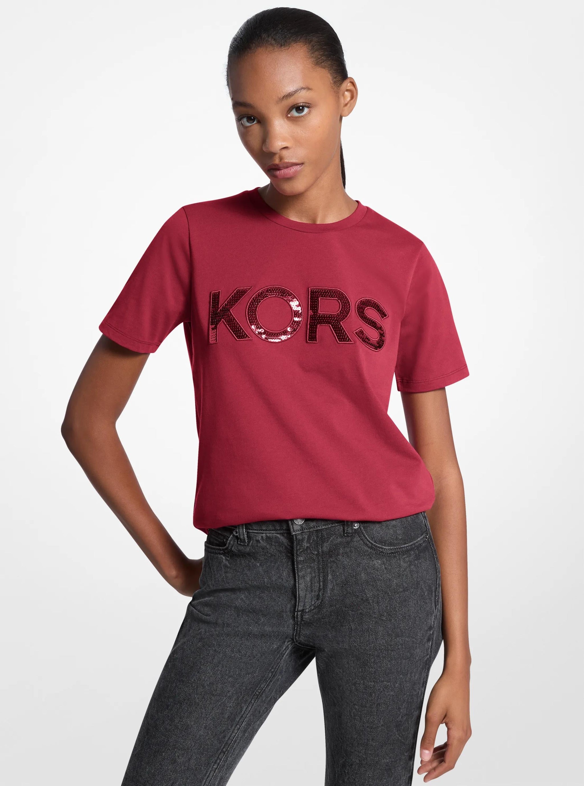 Camiseta de algodón con lentejuelas