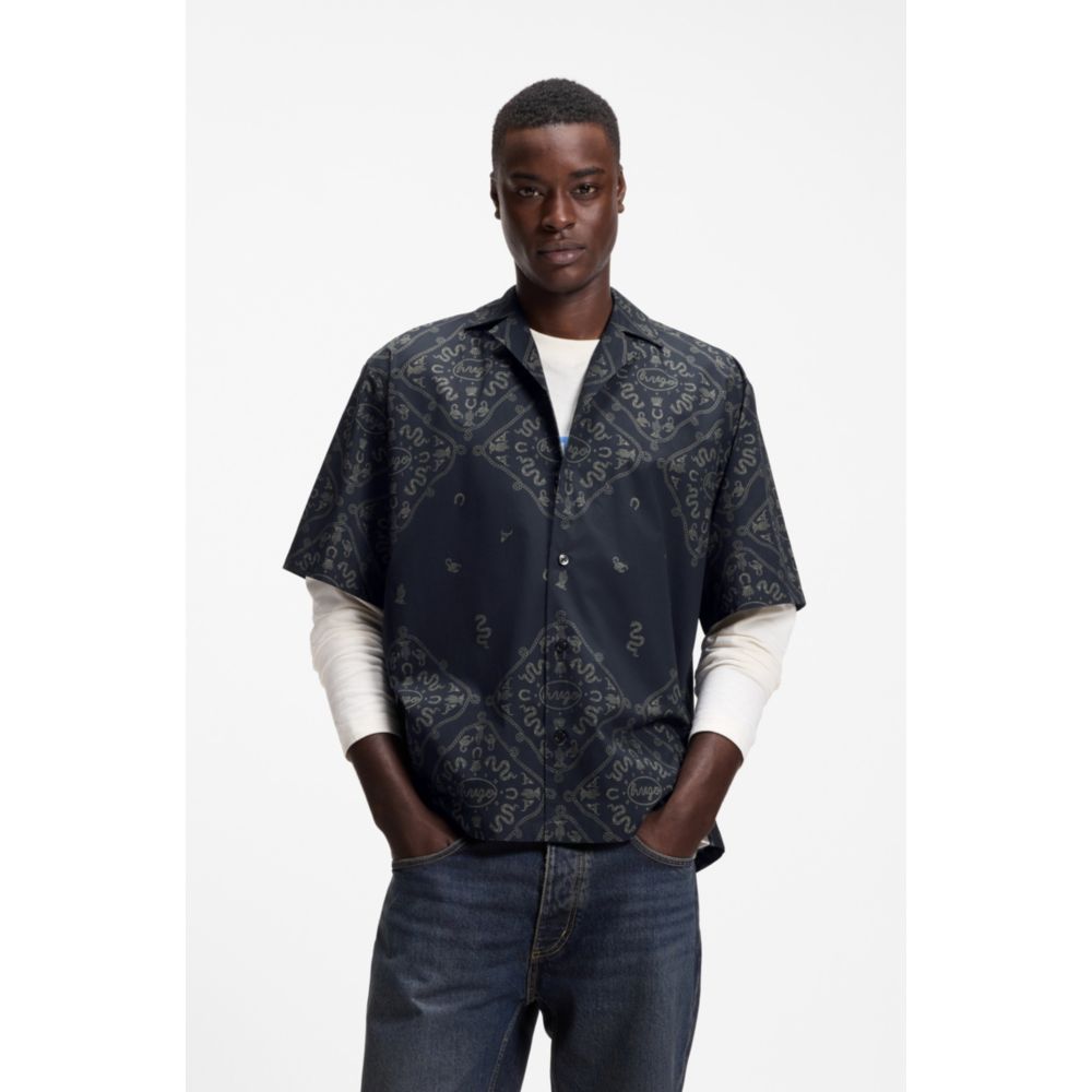 Camisa de algodón de corte amplio con estampado