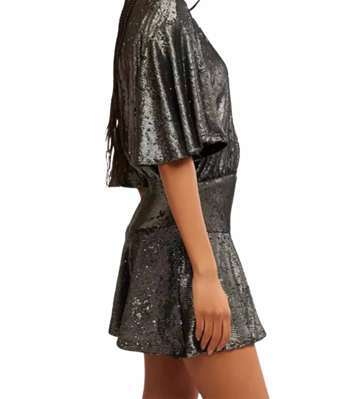 Vestido corto con lentejuelas color gris