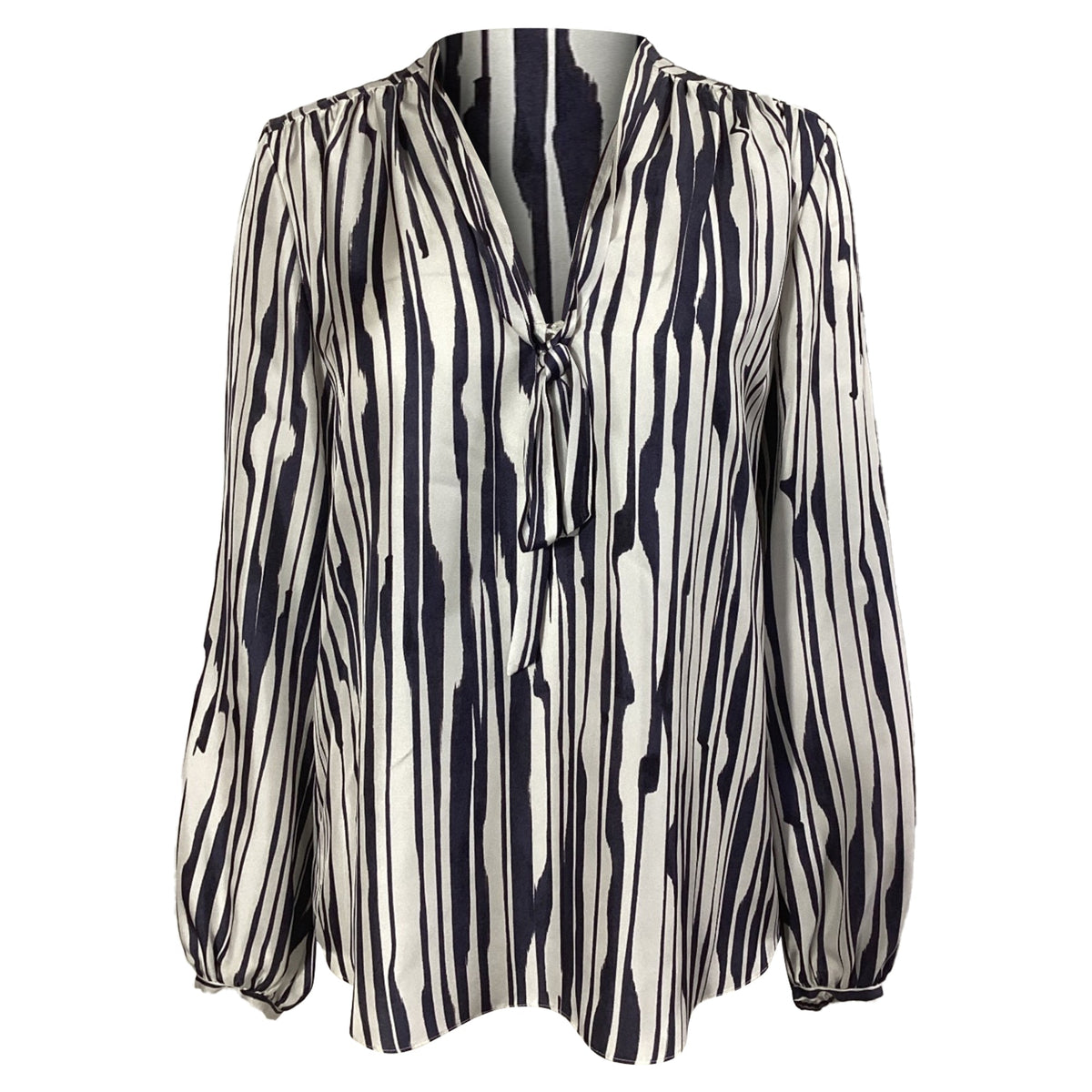 Blusa de seda de manga larga multicolor