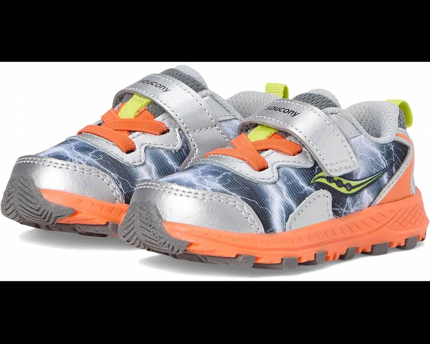 Tenis para niño color gris y naranja
